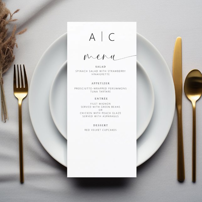 Minimalist Elegant Modern Wedding Reception Menu (Creator Uploaded)