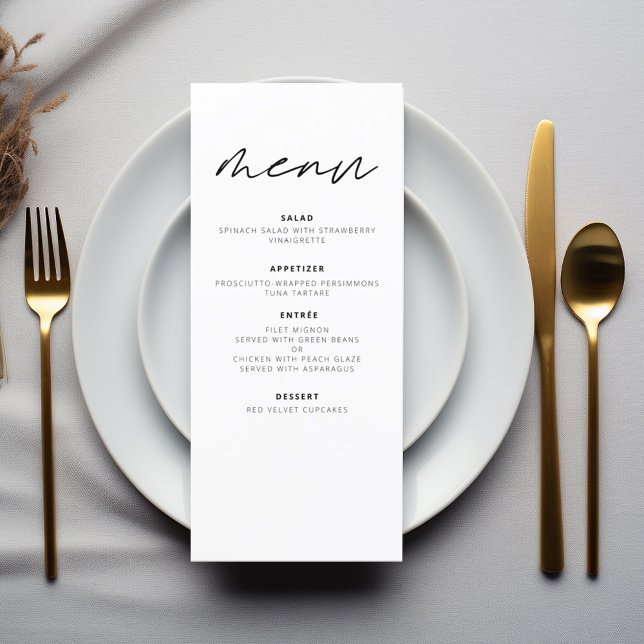 Minimalist Elegant Modern Wedding Reception Menu (Creator Uploaded)