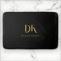 Minimalist Elegant Monogram Black Gold Stylish