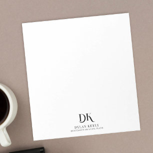 Minimalist Elegant Monogram Black Modern Stylish Notepad