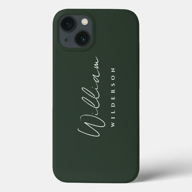 Minimalist Elegant Monogram Dark Green Forest Case-Mate iPhone Case (Back)