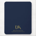 Minimalist Elegant Monogram Dark Navy Blue Stylish Mouse Pad<br><div class="desc">The Custom Minimalist Elegant Monogram Dark Navy Blue Gold Stylish Mouse Pad is a luxurious and sophisticated addition to your workspace.</div>