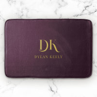 Minimalist Elegant Monogram Dark Red Gold Stylish