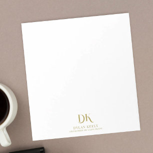 Minimalist Elegant Monogram Dark Red Gold Stylish Notepad