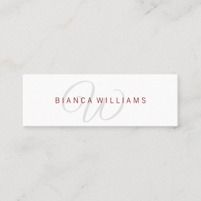 Minimalist Elegant Monogram Mini Business Card (Front)