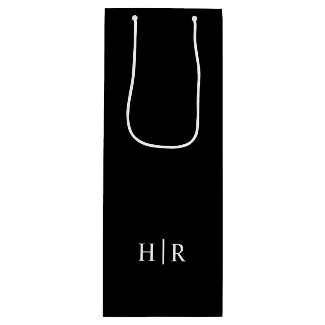 Minimalist Elegant Monogram Wine Gift Bag (Front)