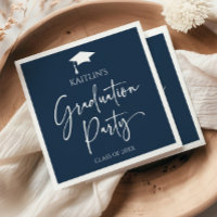 Minimalist Elegant Navy Blue Graduation Party