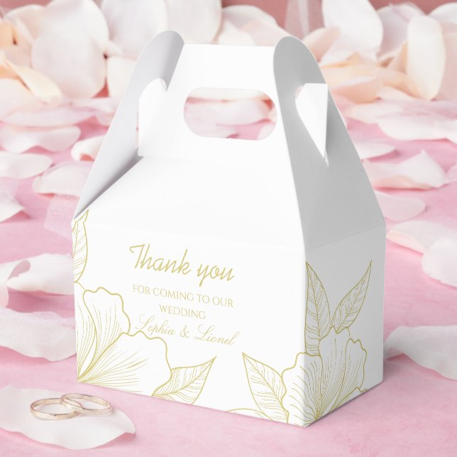 Minimalist Elegant Outline Floral Wedding Favor Box (Wedding)