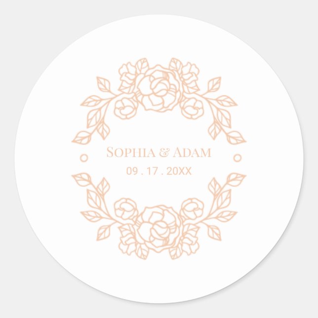 Minimalist Elegant Peach Program Fan Classic Round Sticker (Front)