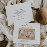Minimalist Elegant Photo Birth Announcement Card<br><div class="desc">This minimalist elegant photo birth announcement card is perfect for a simple baby welcome celebration. The design features a beautiful font in a white background to compliment your event.

Add your newborn baby's photo(s).</div>
