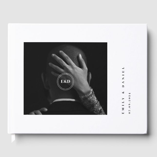 Minimalist Elegant Photo Save the date Invitation Guest Book (Front)
