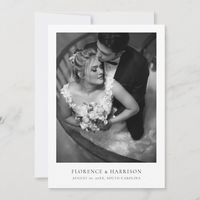 Minimalist Elegant Photo Wedding Save the Date  (Front)