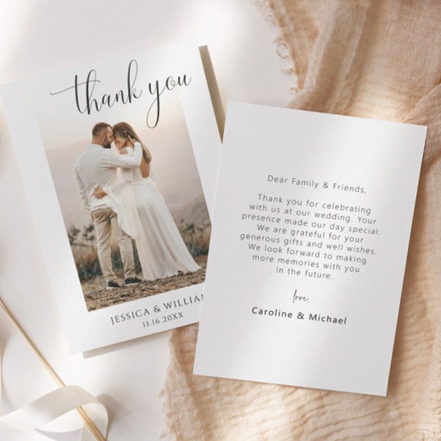 Minimalist Elegant Photo Wedding Thank You Card (Creator Uploaded)