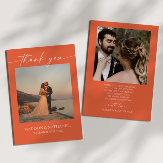 Minimalist Elegant Picture Verona Sunset Wedding  Thank You Card (Creator Uploaded)