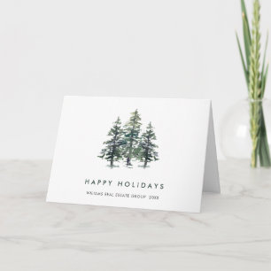Minimalist Elegant Pine Tree Christmas Corporate Holiday Card