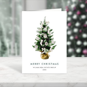 Minimalist Elegant Pine Tree Christmas Corporate Holiday Card