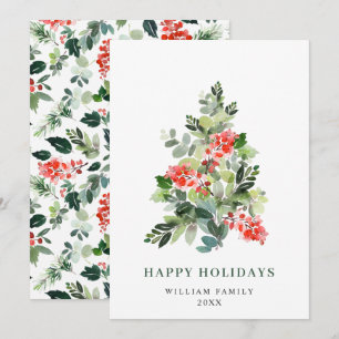 Minimalist Elegant Pine Tree Christmas Greeting Holiday Card