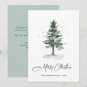 Minimalist Elegant Pine Tree Christmas Greeting Holiday Card