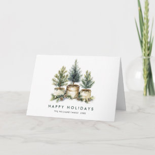 Minimalist Elegant Pine Tree Christmas Greeting Holiday Card