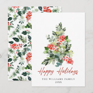 Minimalist Elegant Pine Tree Christmas Greeting Holiday Card