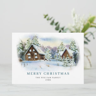 Minimalist Elegant Pine Tree Christmas Greeting Holiday Card