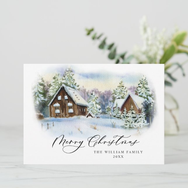Minimalist Elegant Pine Tree Christmas Greeting Holiday Card (Standing Front)