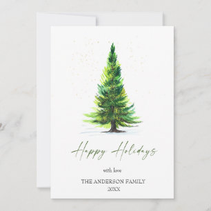 Minimalist Elegant Pine Tree Christmas Greeting Holiday Card
