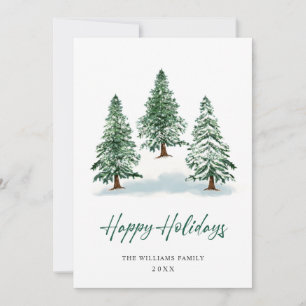 Minimalist Elegant Pine Tree Christmas Greeting Holiday Card