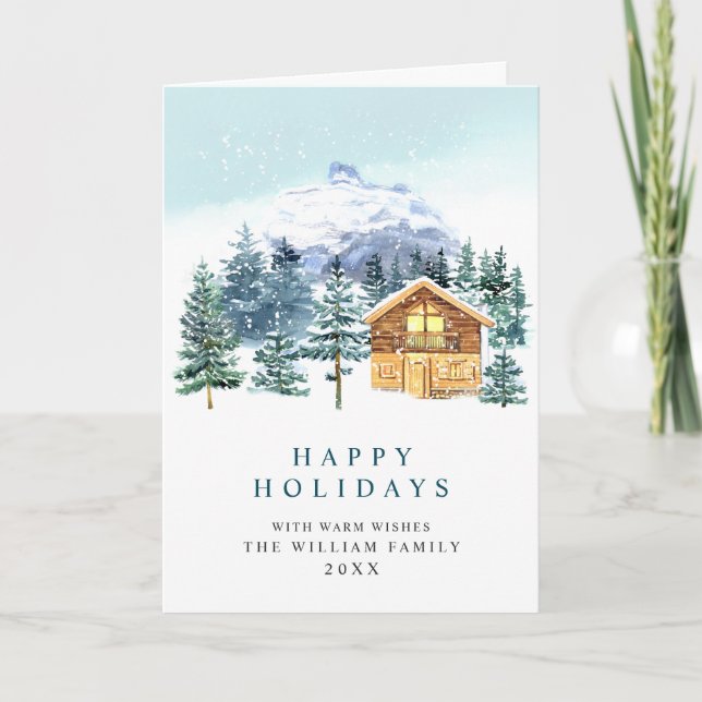 Minimalist Elegant Pine Tree Christmas Greeting Holiday Card (Front)