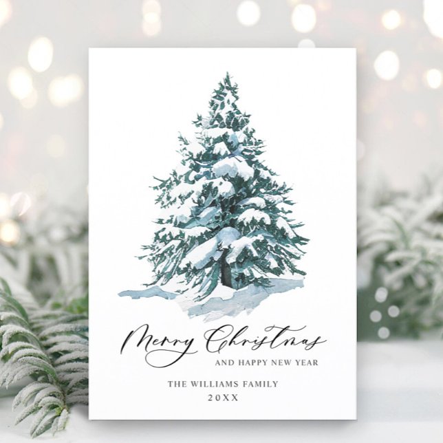 Minimalist Elegant Pine Tree Christmas Greeting Holiday Card (Creator Uploaded)