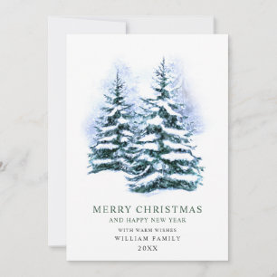 Minimalist Elegant Pine Tree Christmas Greeting Holiday Card