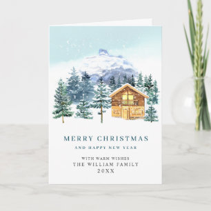 Minimalist Elegant Pine Tree Christmas Greeting Holiday Card