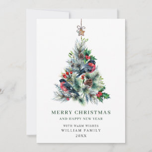 Minimalist Elegant Pine Tree Christmas Greeting Holiday Card