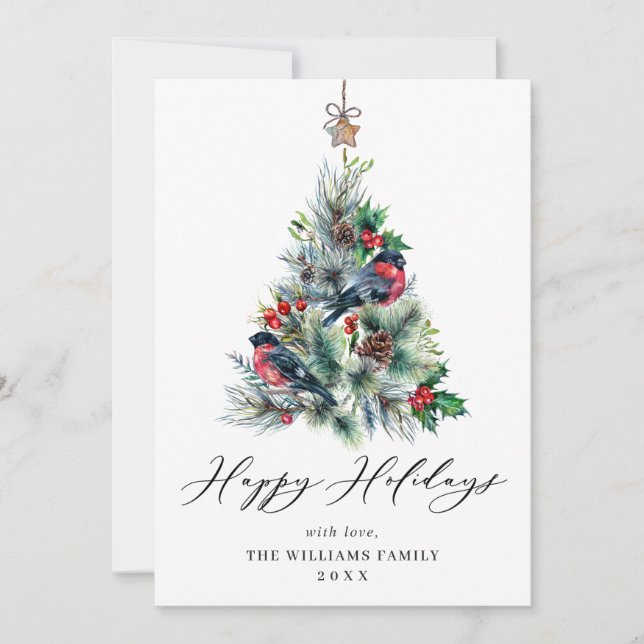 Minimalist Elegant Pine Tree Christmas Greeting Holiday Card (Front)