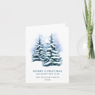 Minimalist Elegant Pine Tree Christmas Greeting Holiday Card