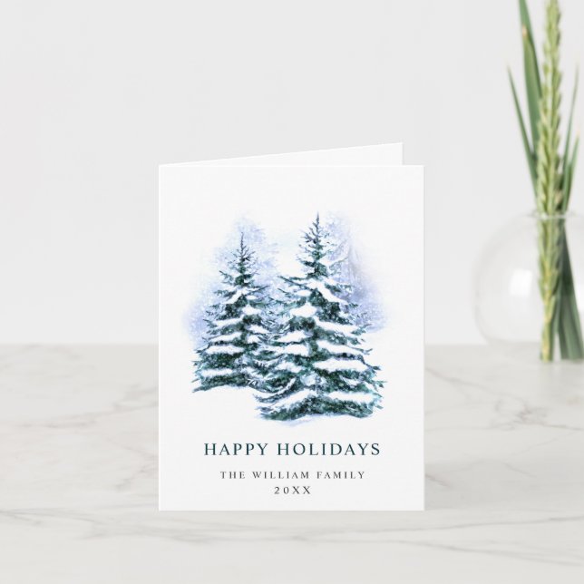 Minimalist Elegant Pine Tree Christmas Greeting Holiday Card (Front)