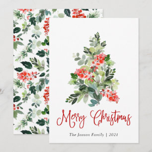 Minimalist Elegant Pine Tree Christmas Greeting Holiday Card