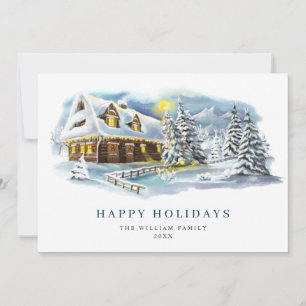 Minimalist Elegant Pine Tree Christmas Greeting Holiday Card