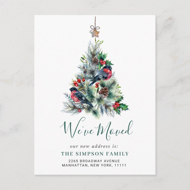 Minimalist Elegant Pine Tree Moving Announcement Postcard (Front)