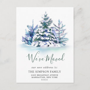 Minimalist Elegant Pine Tree Moving Announcement Postcard