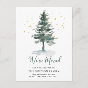 Minimalist Elegant Pine Tree Moving Announcement Postcard