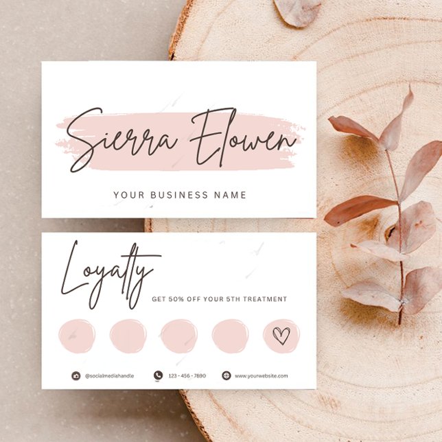 Minimalist Elegant Pink Brush Script Loyalty Card (Creator Uploaded)