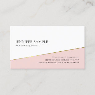 Minimalist Elegant Pink Gold White Professional Business Card
