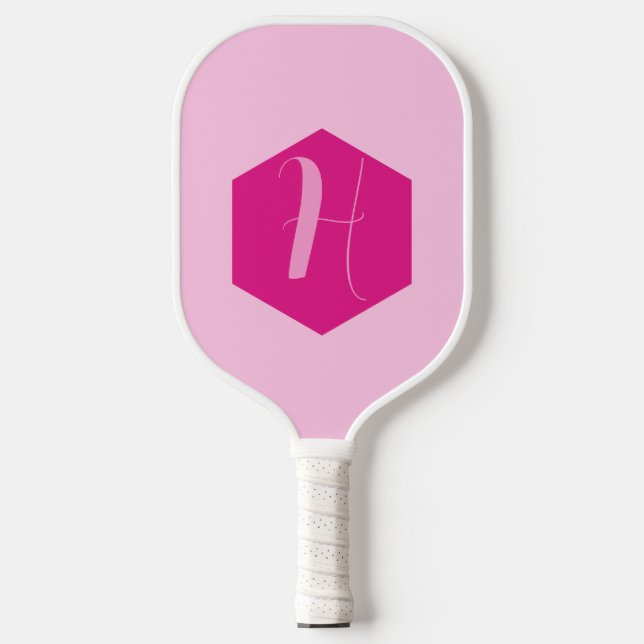 Minimalist Elegant Pink Modern Monogram   Pickleball Paddle (Front)