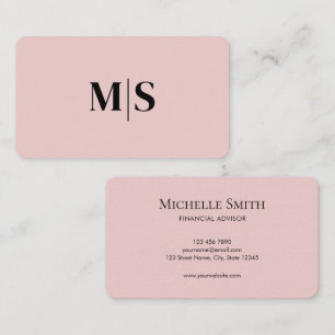 Minimalist Elegant Pink Monogram Initial Executive Business Card