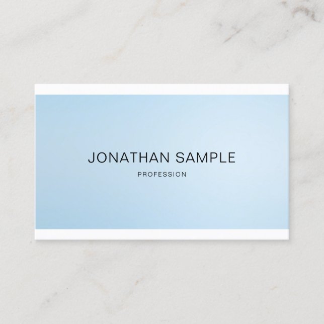 Minimalist Elegant Professional Design Blue Colour Business Card (Front)