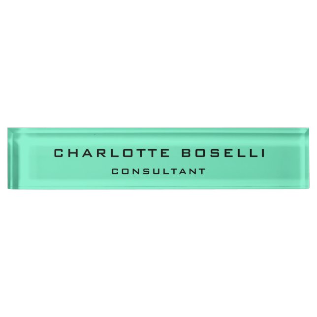 Minimalist Elegant Professional Green Blue Nameplate (Front)