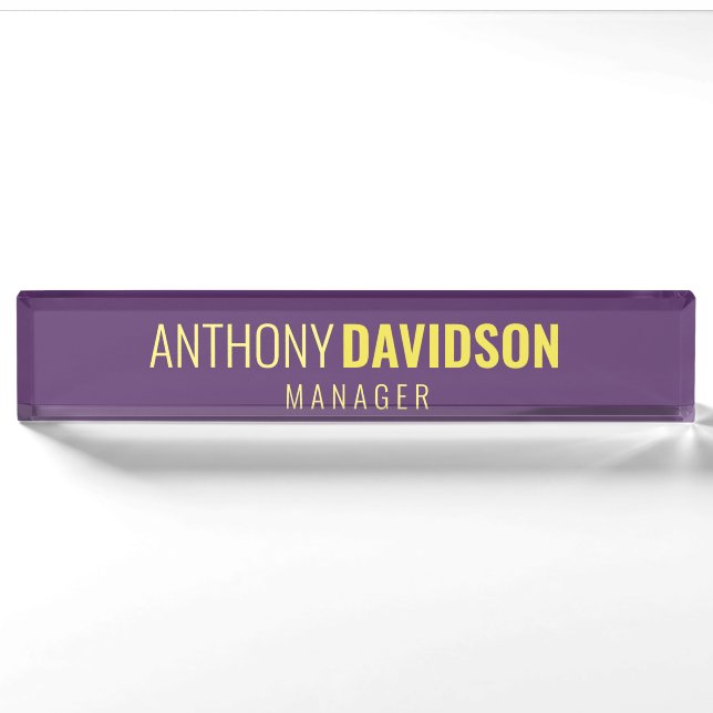 Minimalist Elegant Professional Indigo & Yellow Nameplate (Front)