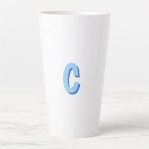 Minimalist Elegant Professional Monogrammed Blue Latte Mug