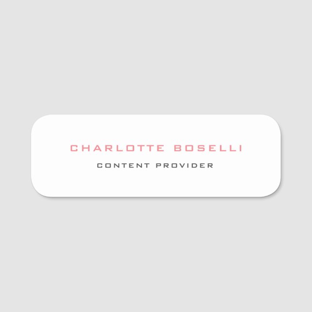 Minimalist Elegant Professional  Name Tag (Front)